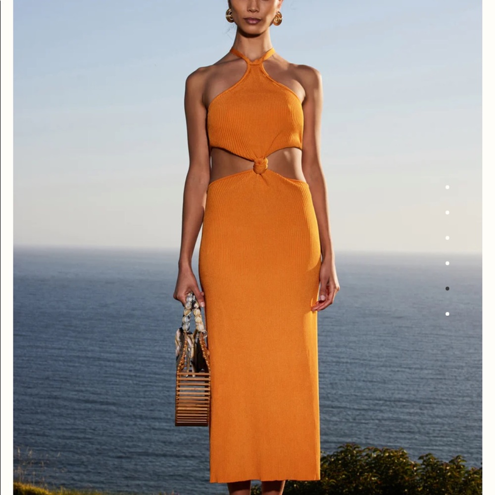 Cult Gaia Orange Cameron Knit Dress